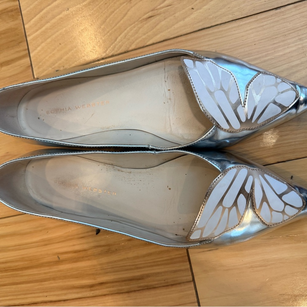 Sophia Webster butterfly flats in metallic silverback - Picture 3 of 4